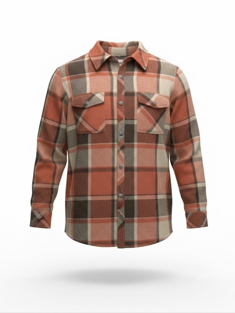 Men's Rust Plaid Lightweight Shirt Jacket